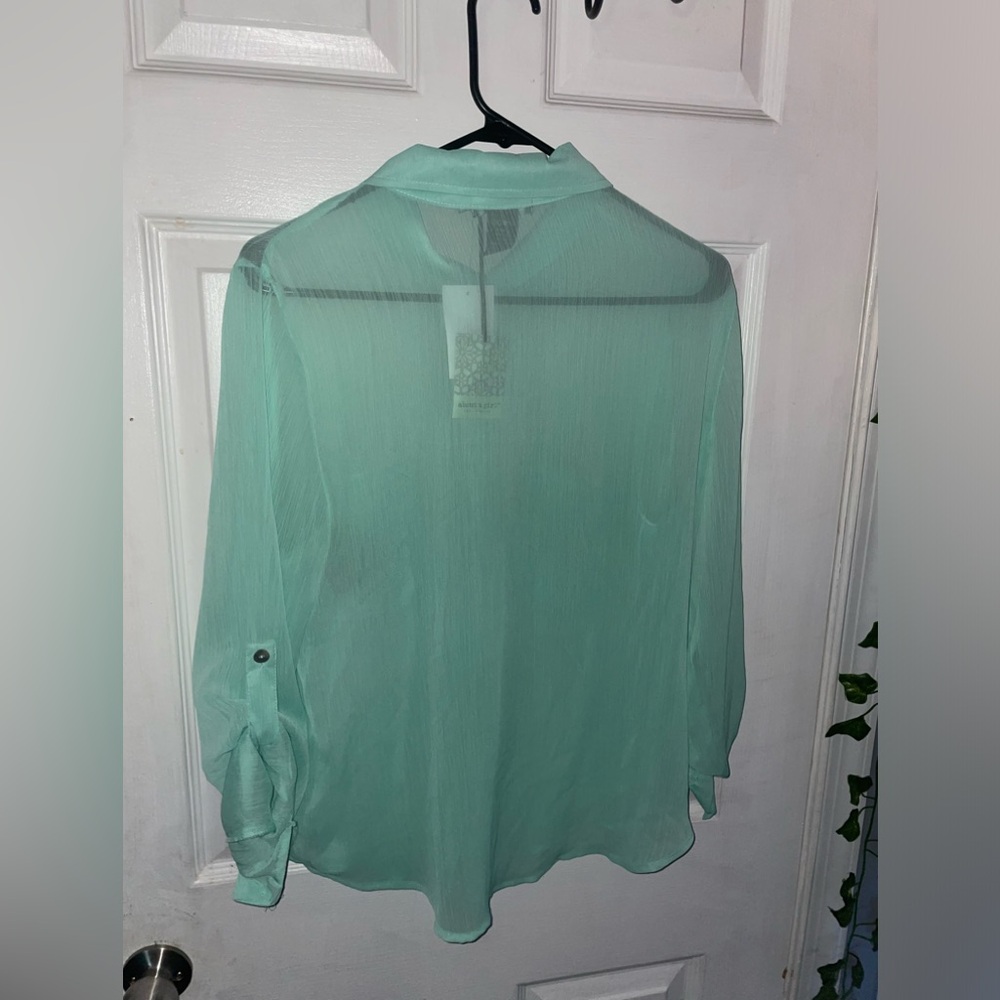 About A Girl Teal Button Up Top - Picture 5 of 8